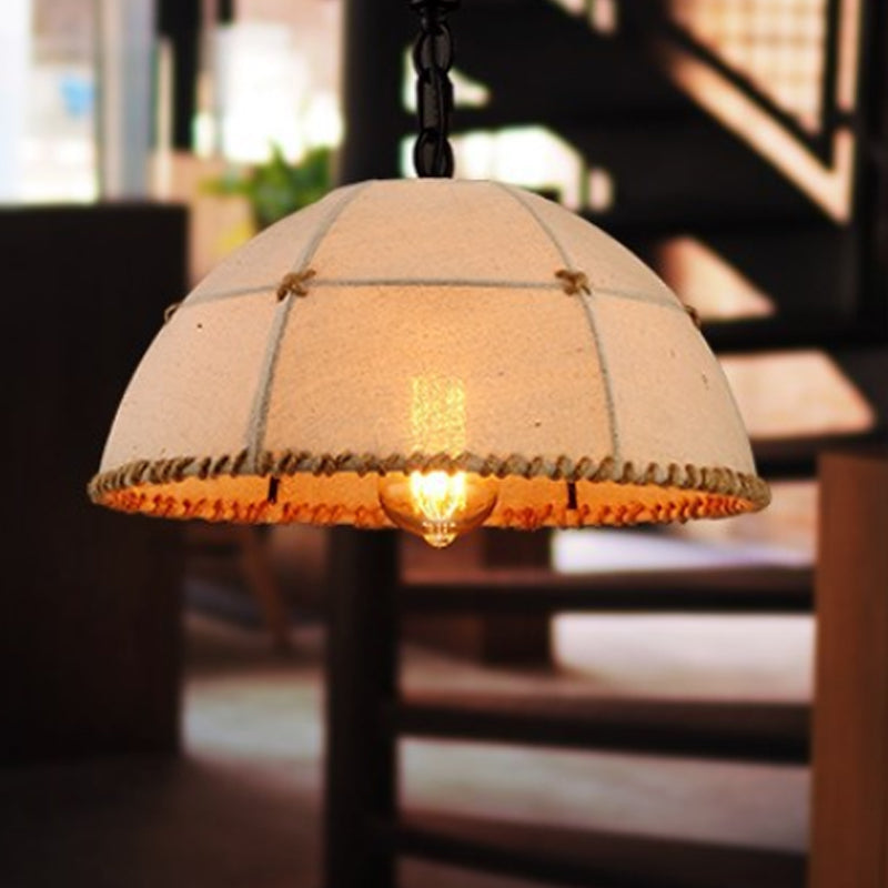 Traditional Beige Fabric Pendant Light Kit For Restaurant