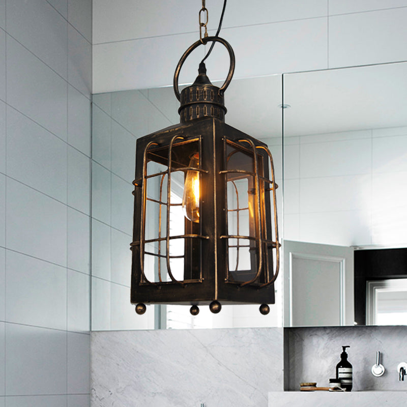 Classic Rustic Lantern Pendant Light - Indoor Hanging Ceiling Lamp With Metal Construction