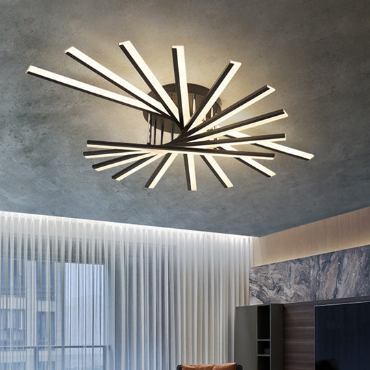 Modern Aluminum Semi Flush Mount LED Ceiling Lamp - Sleek Crossed Line Design for Simplicity and Style in Living Room Lighting