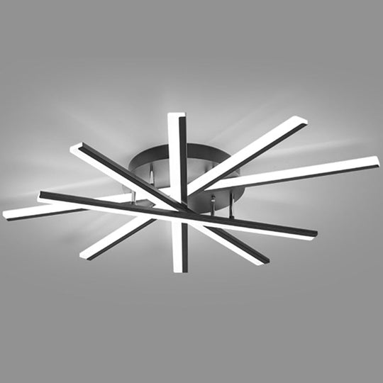 Modern Aluminum Semi Flush Mount Led Ceiling Lamp - Sleek Crossed Line Design For Simplicity And