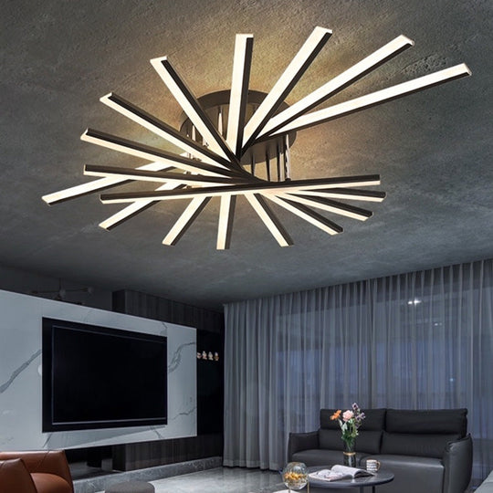 Modern Aluminum Semi Flush Mount LED Ceiling Lamp - Sleek Crossed Line Design for Simplicity and Style in Living Room Lighting