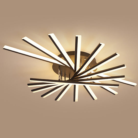 Modern Aluminum Semi Flush Mount Led Ceiling Lamp - Sleek Crossed Line Design For Simplicity And