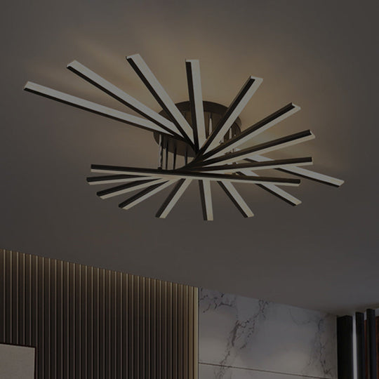 Modern Aluminum Semi Flush Mount LED Ceiling Lamp - Sleek Crossed Line Design for Simplicity and Style in Living Room Lighting