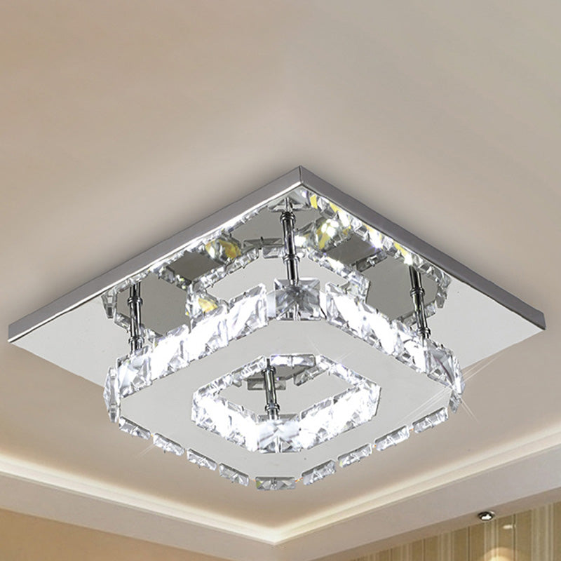 Mini Crystal-Encrusted LED Ceiling Light for Bedroom