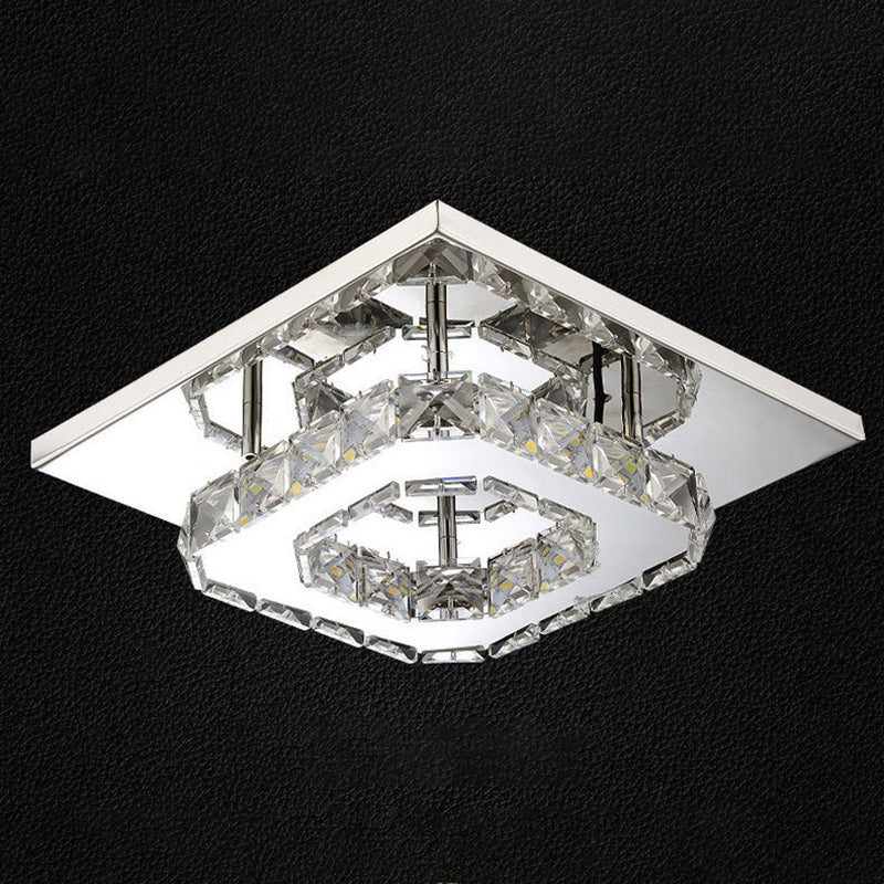 Mini Crystal-Encrusted LED Ceiling Light for Bedroom