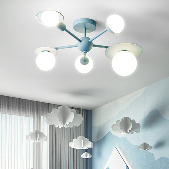 5-Light Macaroon Ceiling Light with Semi-Flush Mount - Perfect for Kindergarten, Hallway, and Bedroom