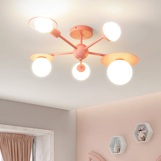 5-Light Macaroon Ceiling Light with Semi-Flush Mount - Perfect for Kindergarten, Hallway, and Bedroom