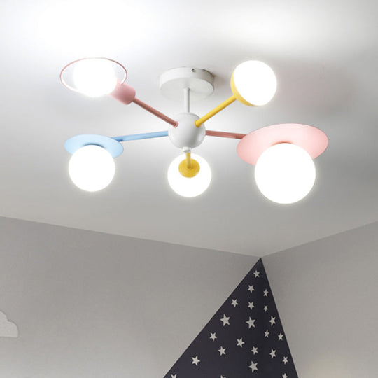 5-Light Macaroon Ceiling Light with Semi-Flush Mount - Perfect for Kindergarten, Hallway, and Bedroom