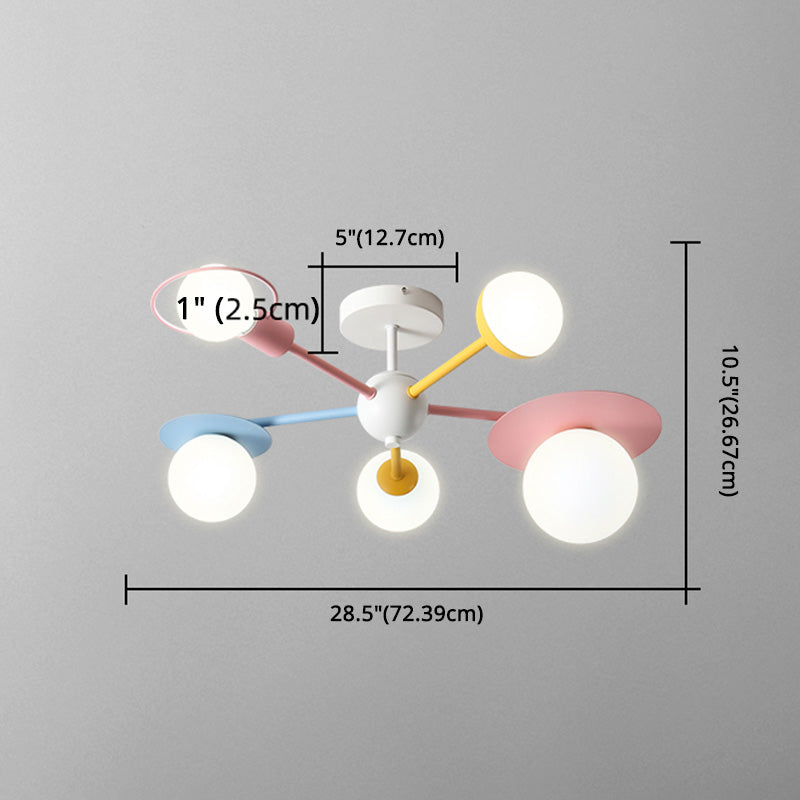 5-Light Macaroon Ceiling Light with Semi-Flush Mount - Perfect for Kindergarten, Hallway, and Bedroom