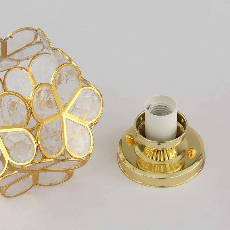 Antique Gold Colonial Style Petal Polyhedron Ceiling Light Flush-mount Lamp