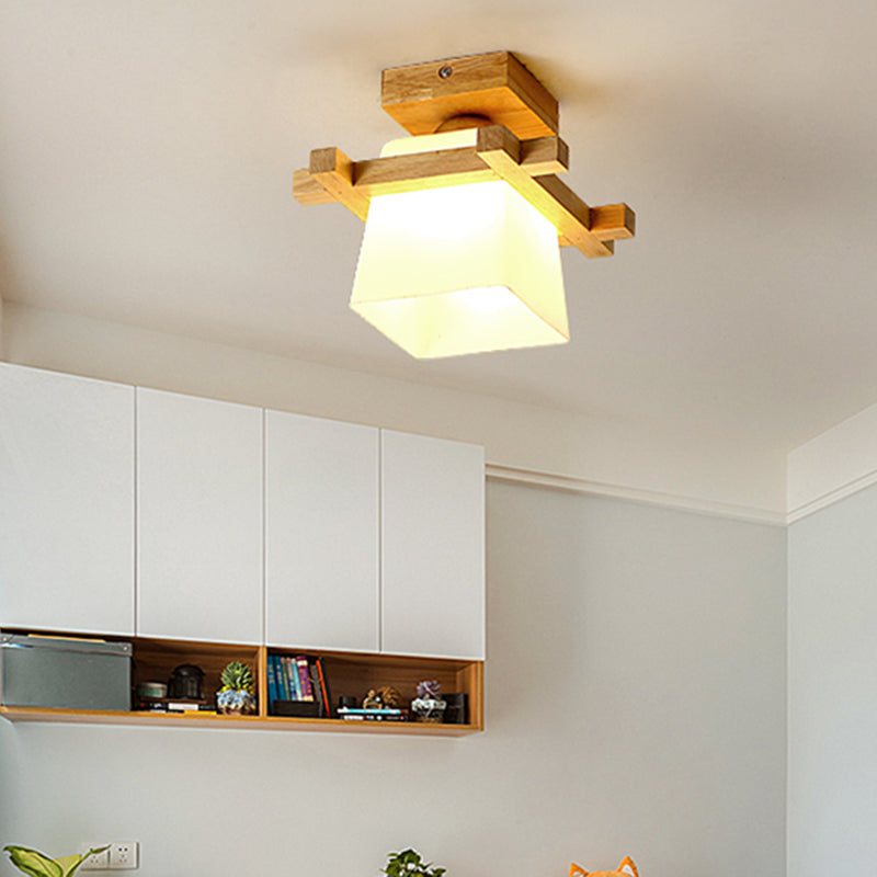 Sleek Wood Ceiling Light: Simplicity 1-Light Flush Mount for Bedrooms