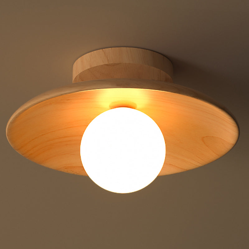 Sleek Wooden Ceiling Light - Mini Semi Flush Mount Hallway Lamp