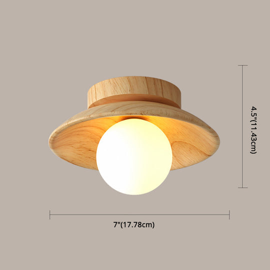 Sleek Wooden Ceiling Light - Mini Semi Flush Mount Hallway Lamp