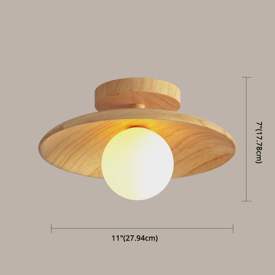 Sleek Wooden Ceiling Light - Mini Semi Flush Mount Hallway Lamp