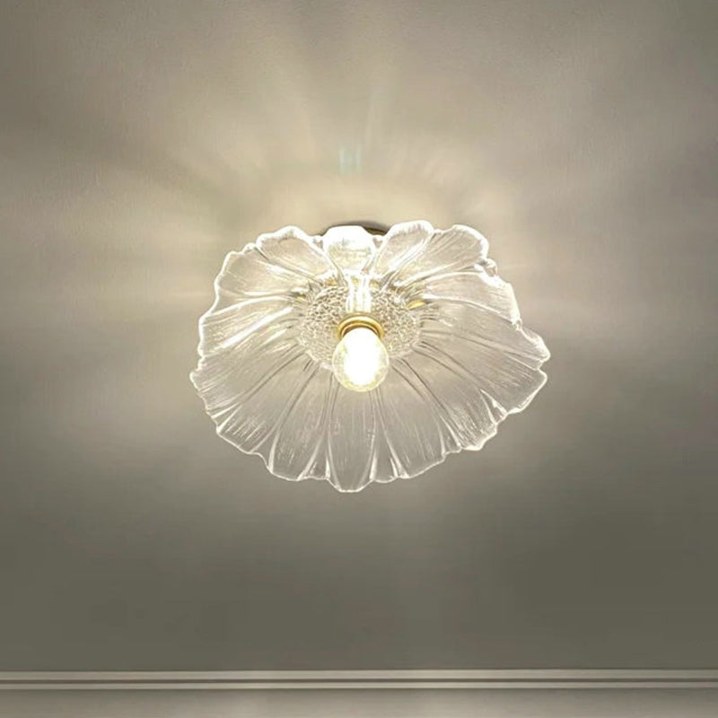 Classic Glass Ceiling Light Fixture w/ Brass Lamp Holder for Corridors