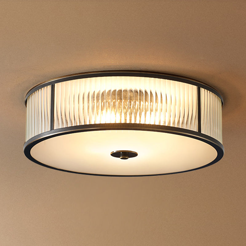 Modern Glass Drum Ceiling Light - Simplicity Style Ideal For Foyers Black / 14