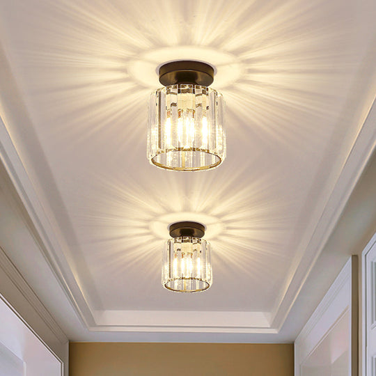 Clear Striped Glass Ceiling Light For Modern Semi-Flush Bedroom Illumination