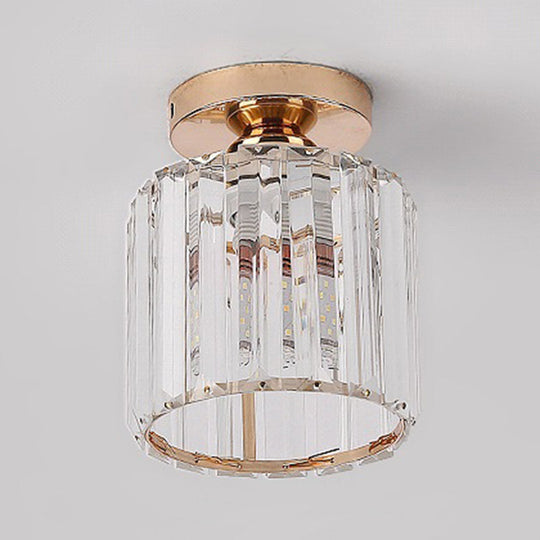 Clear Striped Glass Ceiling Light For Modern Semi-Flush Bedroom Illumination