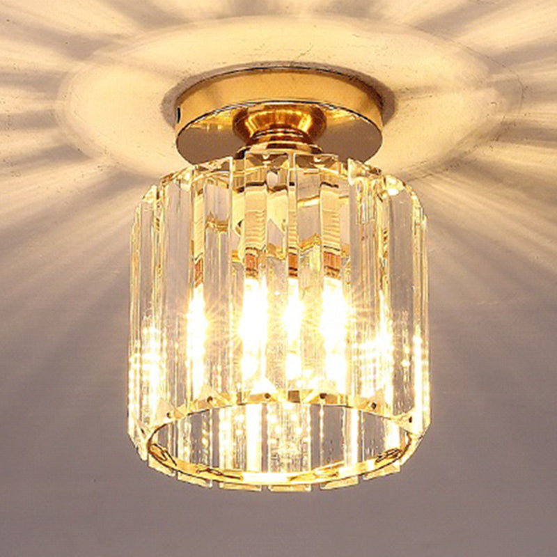 Clear Striped Glass Ceiling Light For Modern Semi-Flush Bedroom Illumination