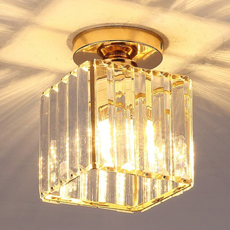 Clear Striped Glass Ceiling Light For Modern Semi-Flush Bedroom Illumination