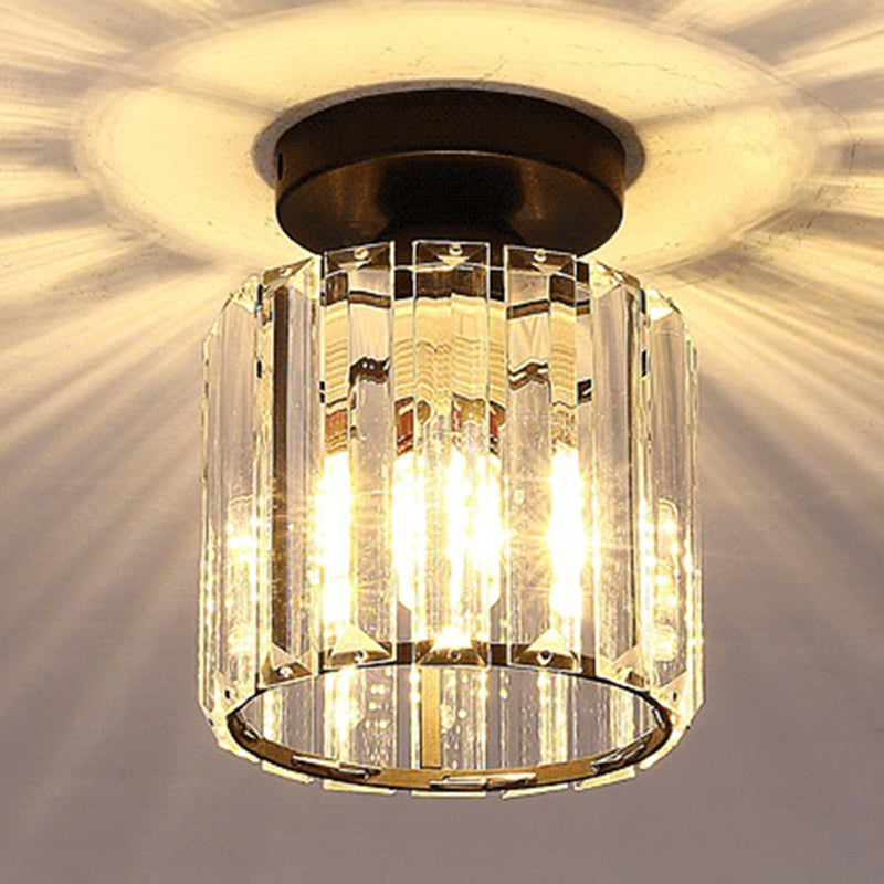 Clear Striped Glass Ceiling Light For Modern Semi-Flush Bedroom Illumination