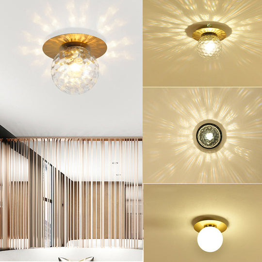 Globe-Shape Glass Ceiling Light: Modern 1-Bulb Flush-Mount For Dining Room