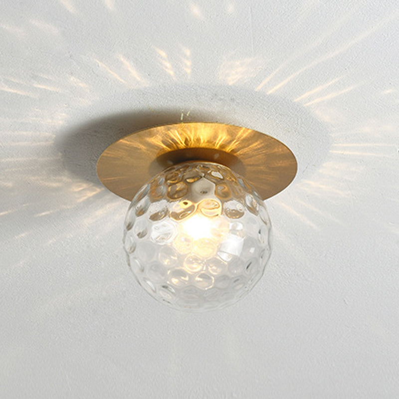 Globe-Shape Glass Ceiling Light: Modern 1-Bulb Flush-Mount For Dining Room Gold / Clear