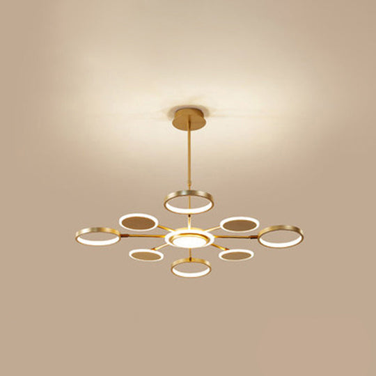 Maria - Circle Led Ceiling Chandelier: Modern Metal Hung Fixture 8 / Gold Third Gear