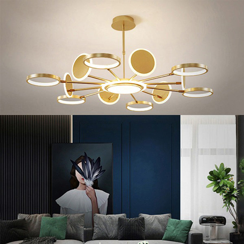 Maria - Circle LED Ceiling Chandelier: Modern Metal Hung Fixture