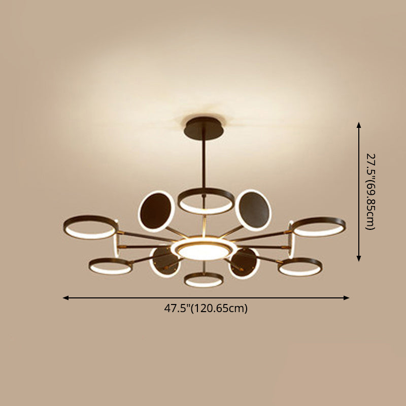 Maria - Circle Led Ceiling Chandelier: Modern Metal Hung Fixture