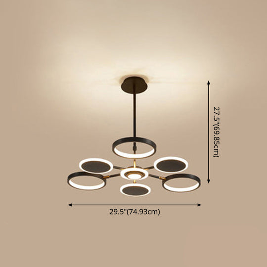 Maria - Circle LED Ceiling Chandelier: Modern Metal Hung Fixture