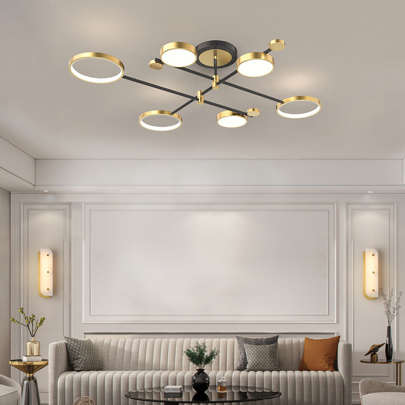 Contemporary Metal Circle Chandelier Light Fixtures for Living Room