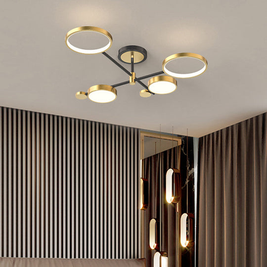 Contemporary Metal Circle Chandelier Light Fixtures for Living Room