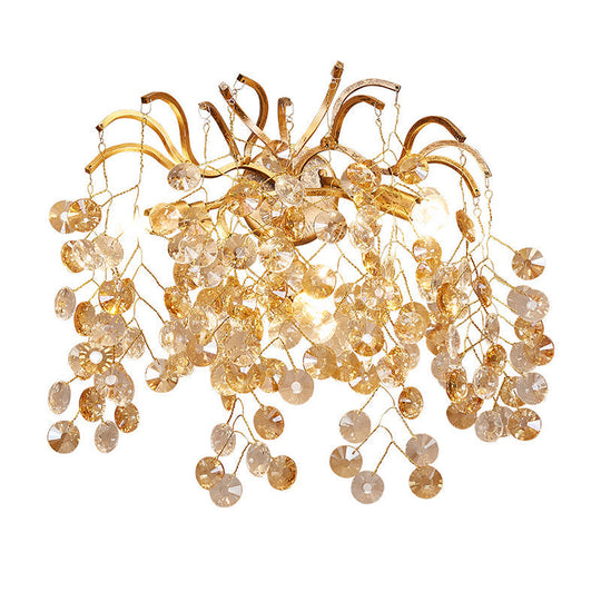 Golden Branch Crystal Wall Lamp - 3 Heads Postmodern Sconce For Living Room