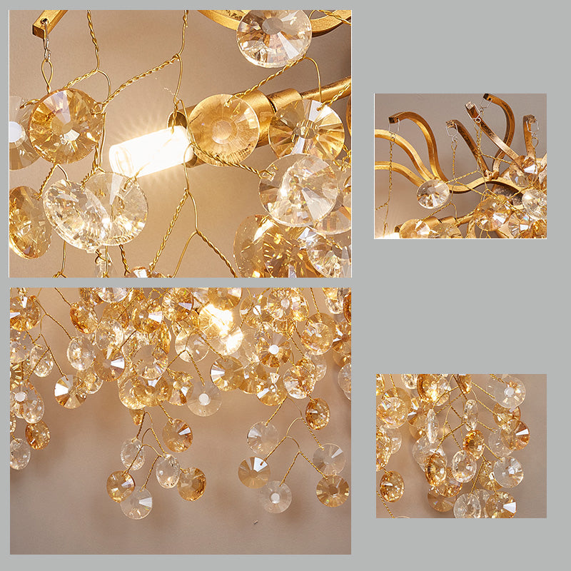 Golden Branch Crystal Wall Lamp - 3 Heads Postmodern Sconce For Living Room