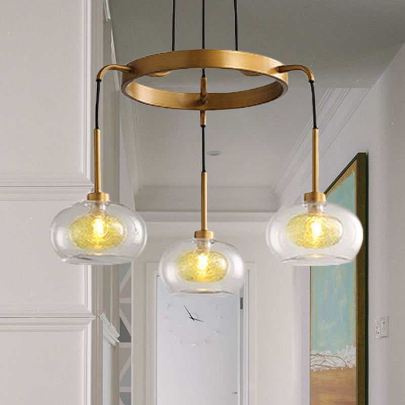 Farmhouse Wagon Wheel Chandelier - White/Gold Finish With Clear Glass Multi-Head Pendant Light