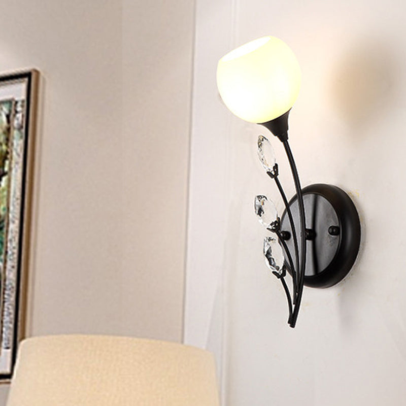 Rustic Bubble Glass Sconce Light Fixture With White Shade And Wall Mount - Perfect For Dining Room