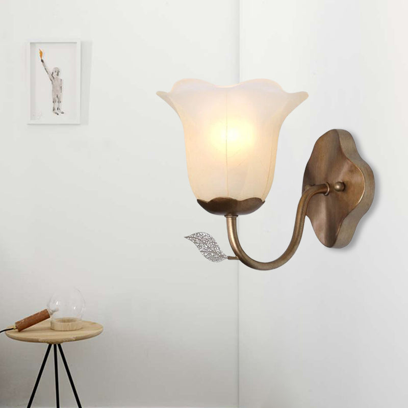 Flared Vanity Lamp With Traditional White Glass Sconce For Dining Room