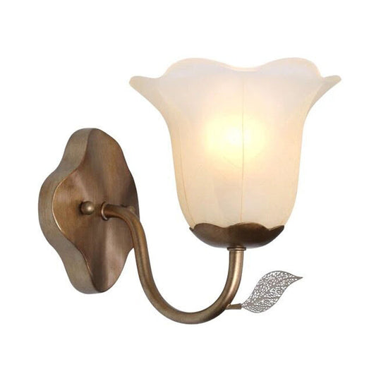 Flared Vanity Lamp With Traditional White Glass Sconce For Dining Room