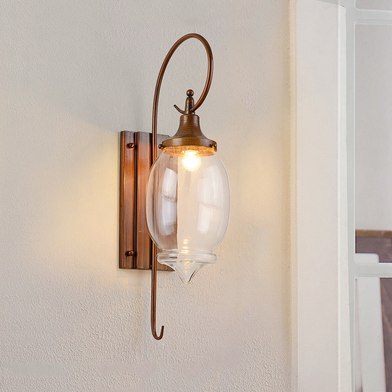 Traditional Brown Glass Bottle Sconce - Outdoor Wall Lighting With Clear 1-Light Fixture