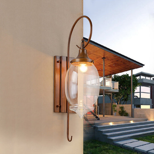 Traditional Brown Glass Bottle Sconce - Outdoor Wall Lighting With Clear 1-Light Fixture