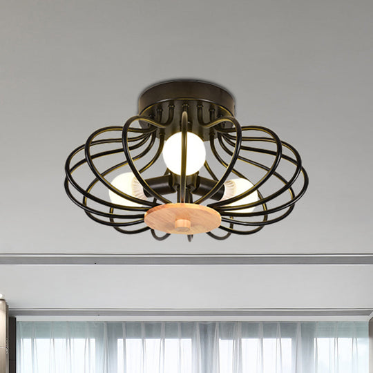 Industrial Style Metal Ceiling Light Fixture - Fan Shaped Semi-Flush Mount With 3/5 Heads