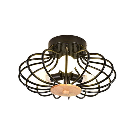 Industrial Style Metal Ceiling Light Fixture - Fan Shaped Semi-Flush Mount with 3/5 Heads, Black/White Finish