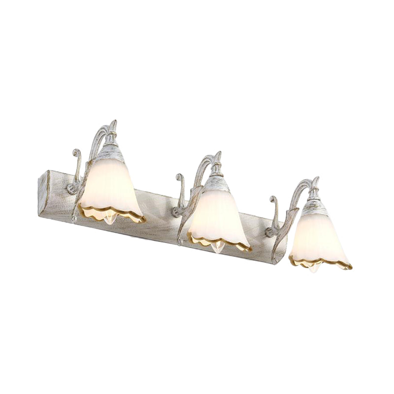 Classic Opal Glass Bathroom Wall Light Fixture - 2/3/4 Lights Bronze/White Make-Up Lighting