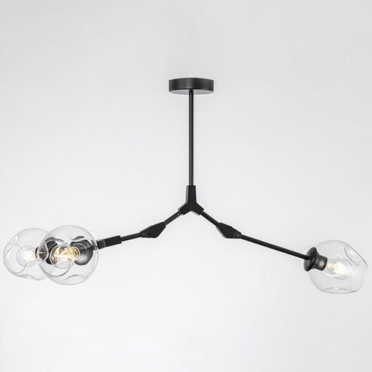 Modern Glass Chandelier For Living Room- Branching Suspension Light 3 / Black