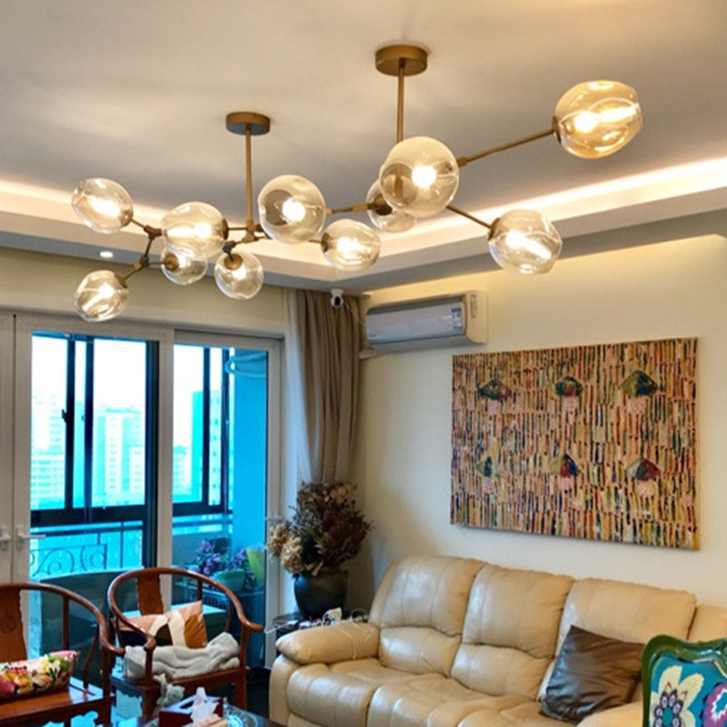 Modern Glass Chandelier For Living Room- Branching Suspension Light