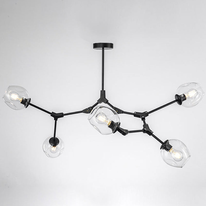 Modern Glass Chandelier For Living Room- Branching Suspension Light 5 / Black