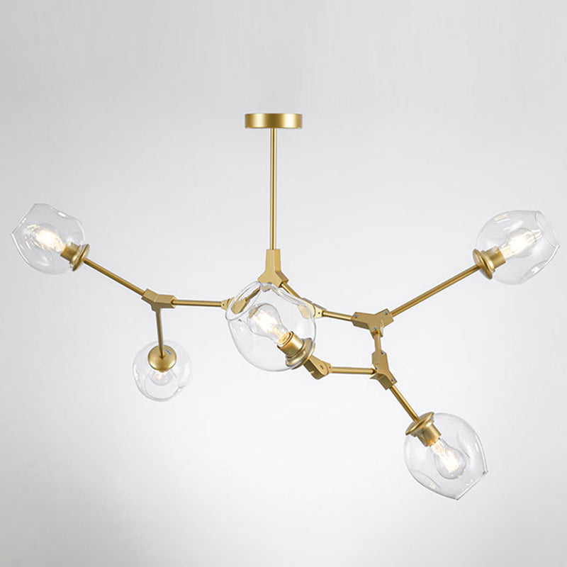 Modern Glass Chandelier For Living Room- Branching Suspension Light 5 / Gold