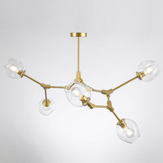 Modern Glass Chandelier For Living Room- Branching Suspension Light 5 / Gold