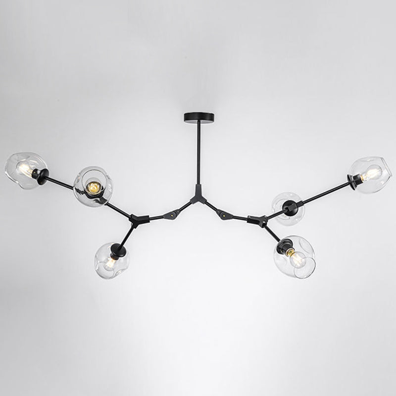 Modern Glass Chandelier For Living Room- Branching Suspension Light 6 / Black